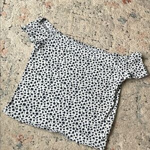 PacSun Women's Navy and White Patterned Tee